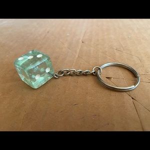 Keychain with glow in the dark mini dice